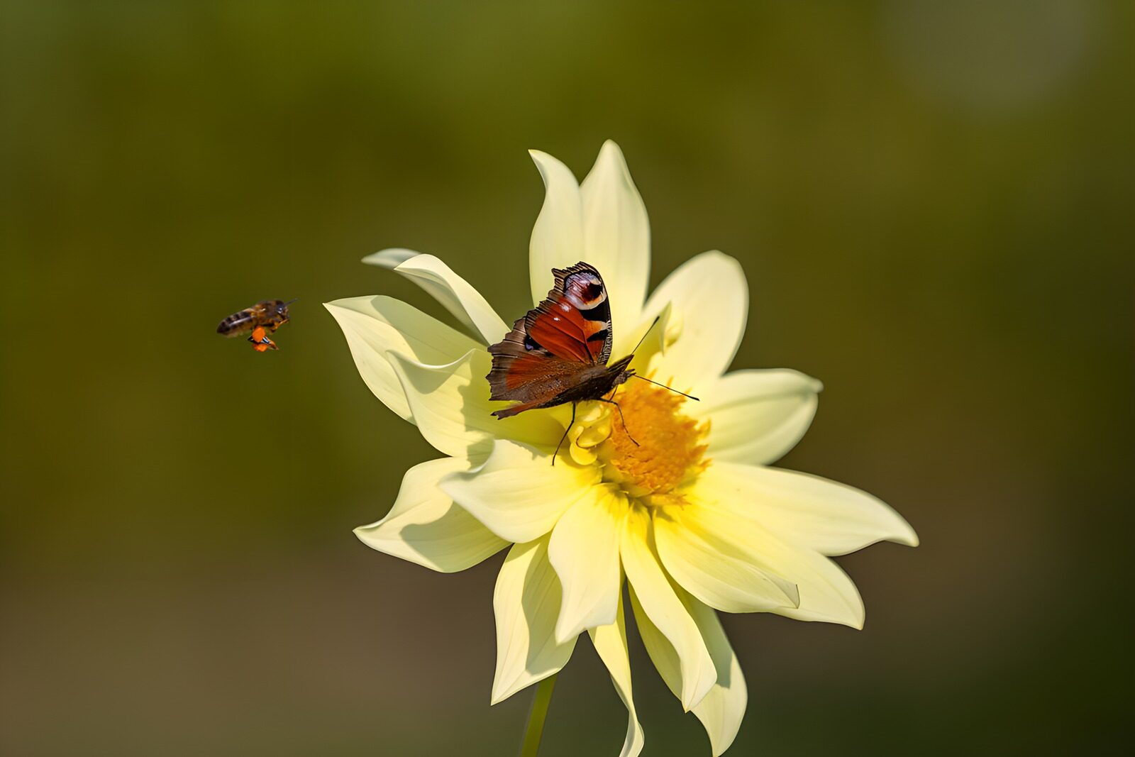 OCCOM1499722: Butterfly and Bee on Yellow Flower
