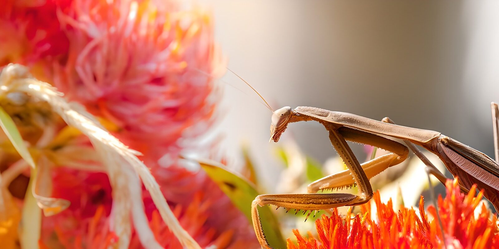 OCCOM5962945: Praying Mantis Among Vibrant Flowers