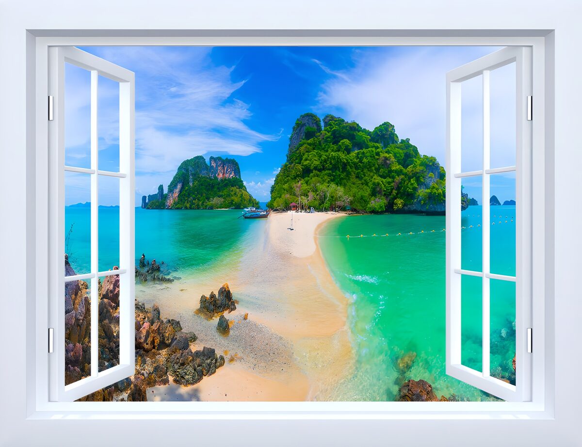 Tropical Paradise Through a Window