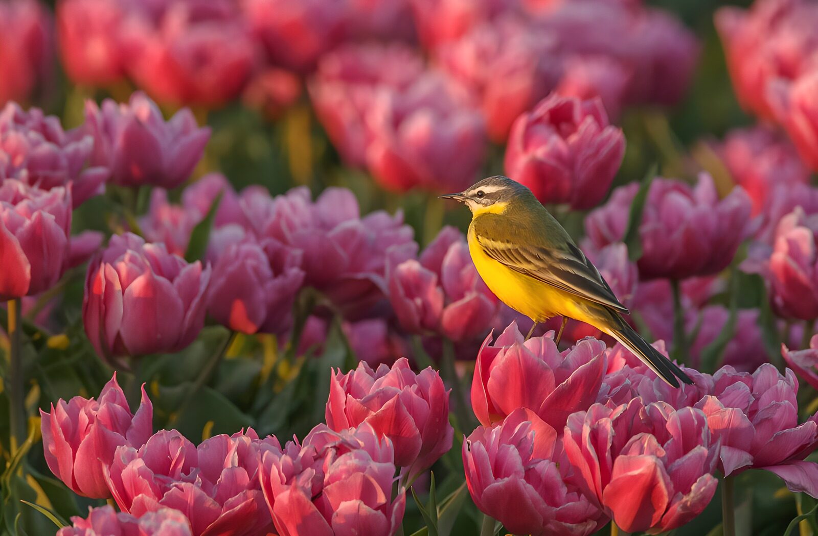OCCOM6930601: Bird Among Blooming Tulips
