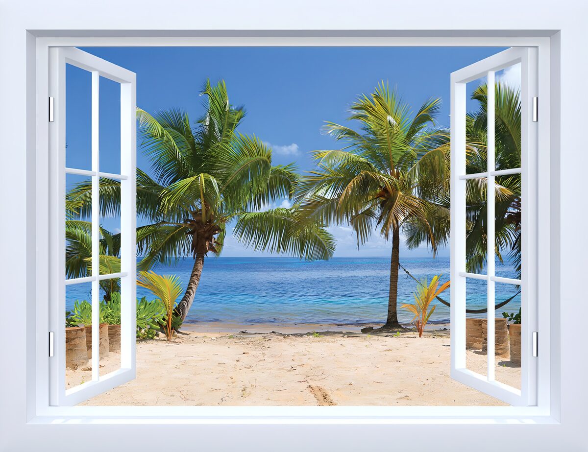 Tropical Paradise Through the Window