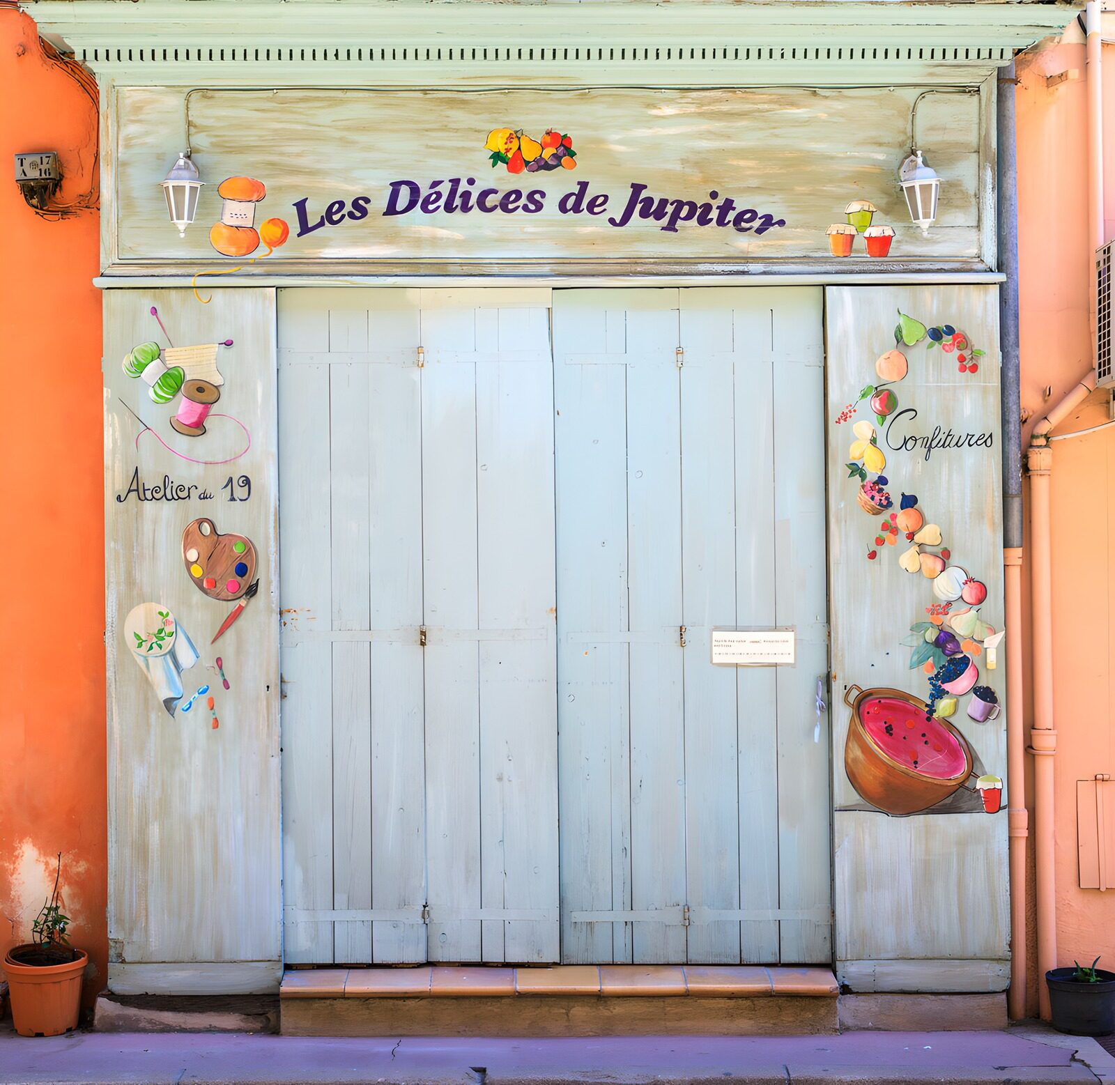 OCCOM6121445: Charming Blue Door of a Delightful Shop