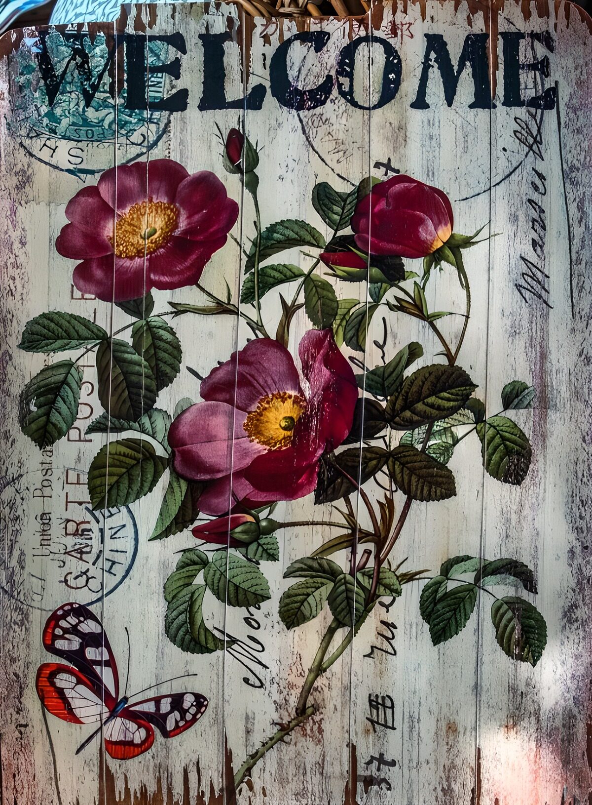 Charming Floral Welcome Sign