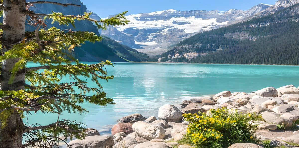 Serene Glacial Lake in the Mountains