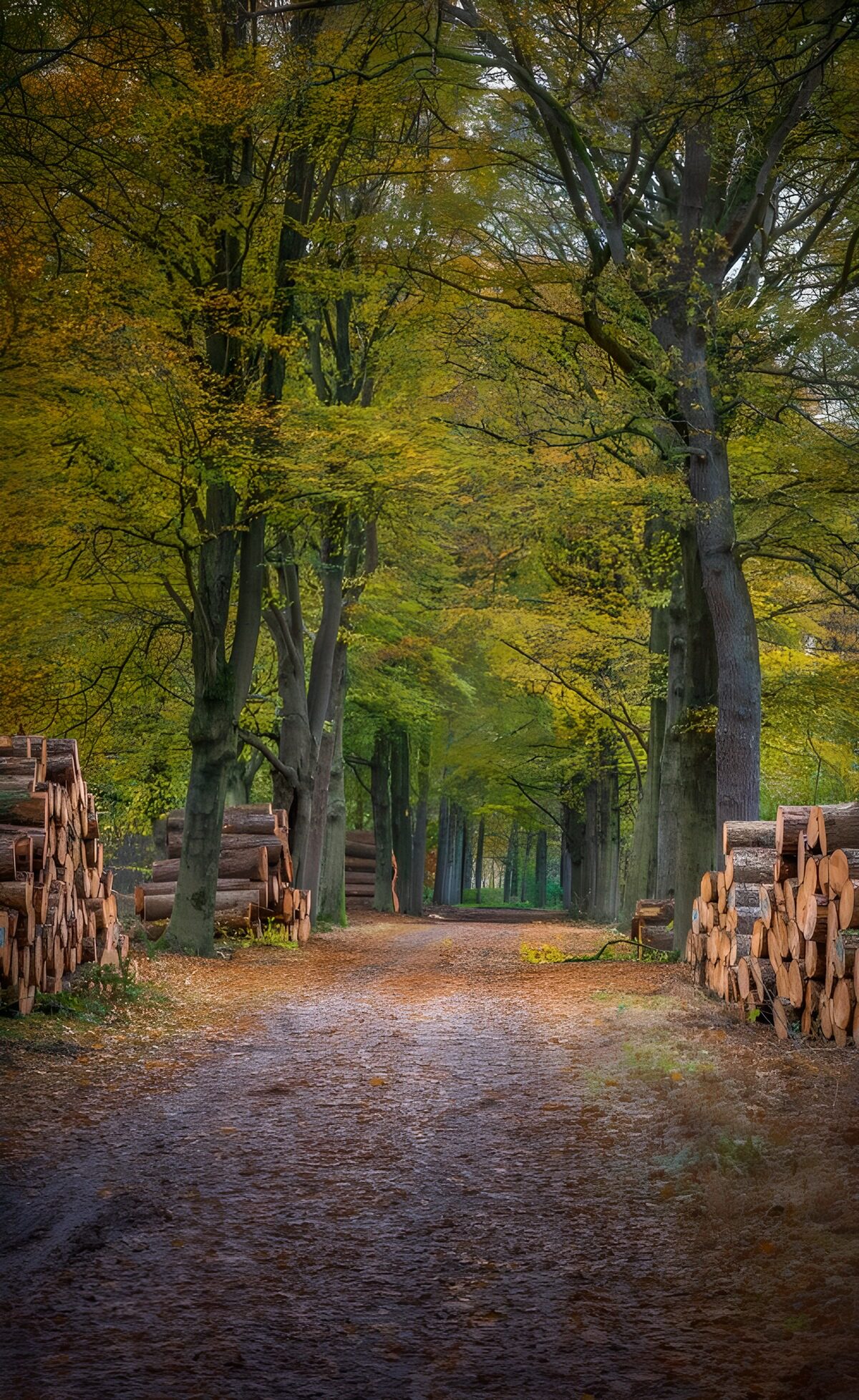 OCCOM9654567: Serene Woodland Pathway with Logs