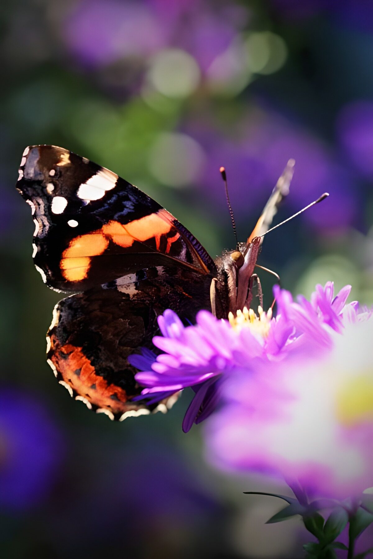 Vibrant Butterfly on a Purple Flower