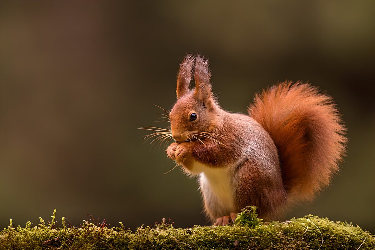 Curious Red Squirrel Amidst Moss