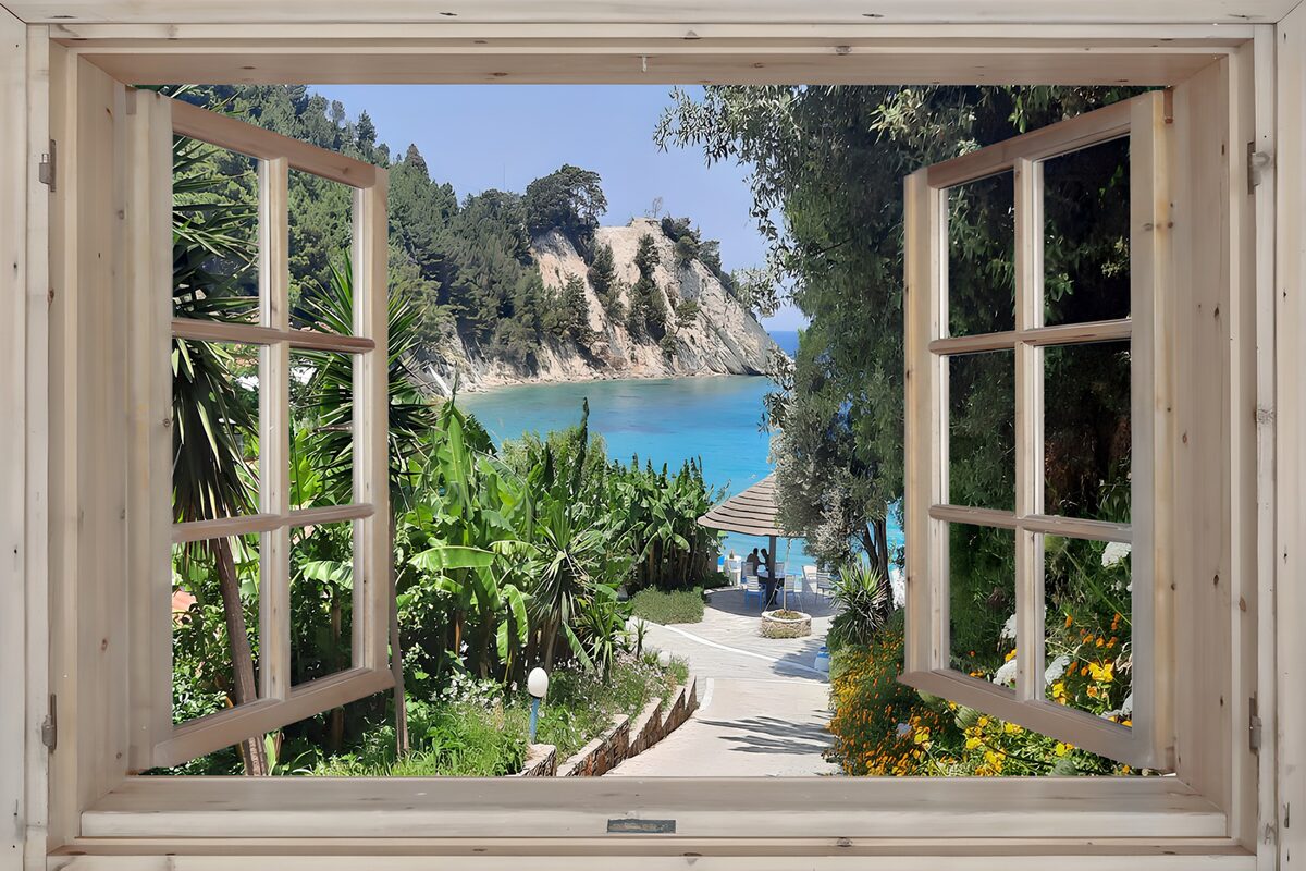 Serene Coastal View Through the Window