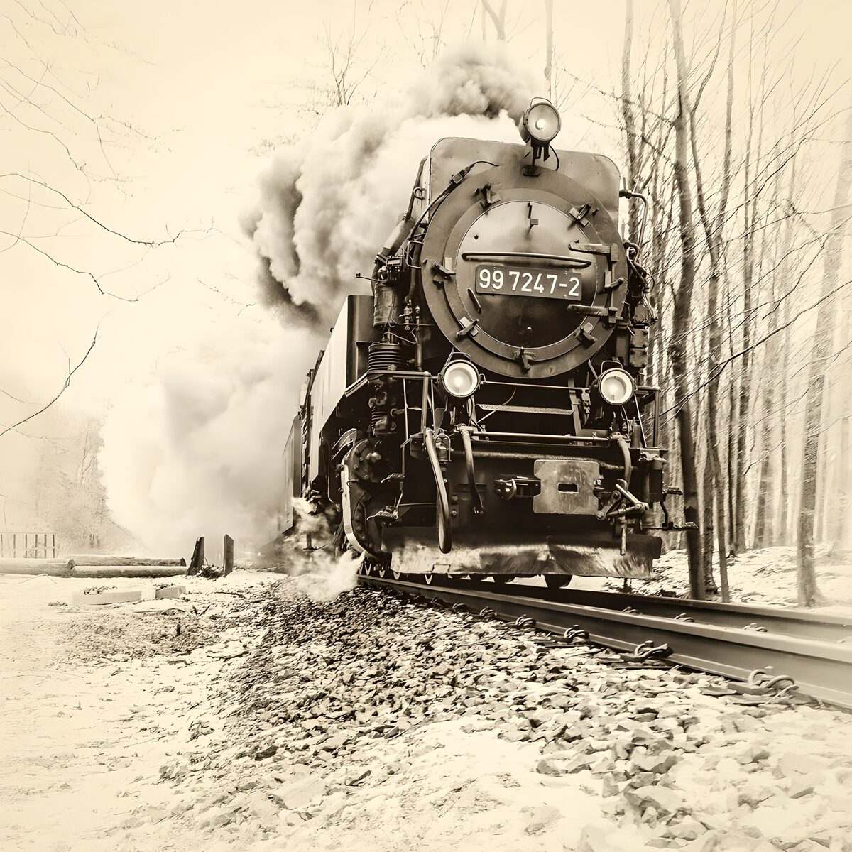 Vintage Steam Train in Motion