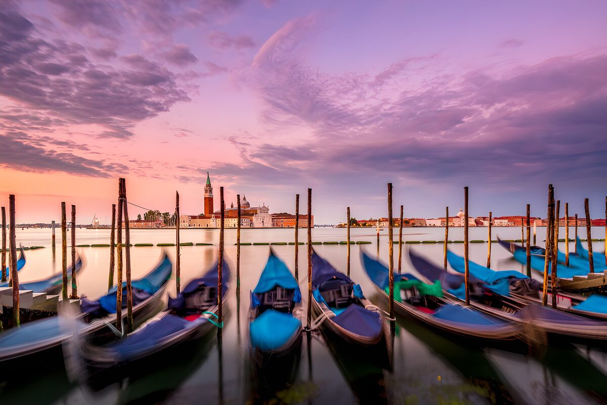 Serene Sunset over Venetian Gondolas