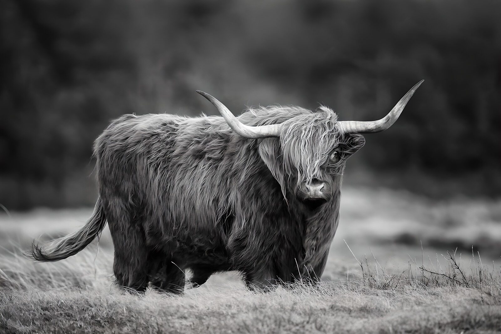 OCCOM1451703: Majestic Highland Cattle in Monochrome