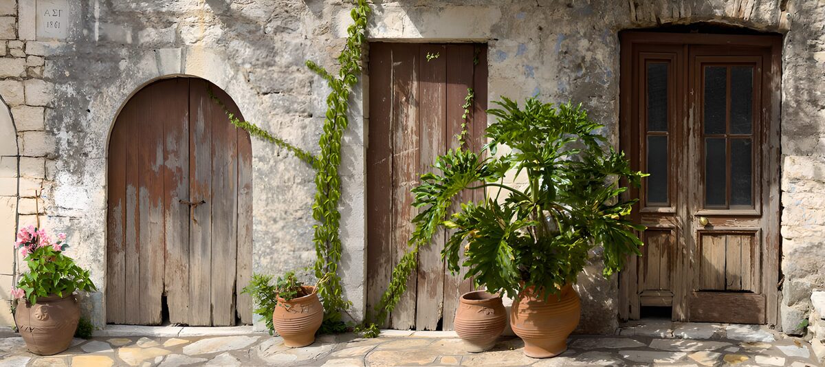 Vintage Doors and Lush Greenery