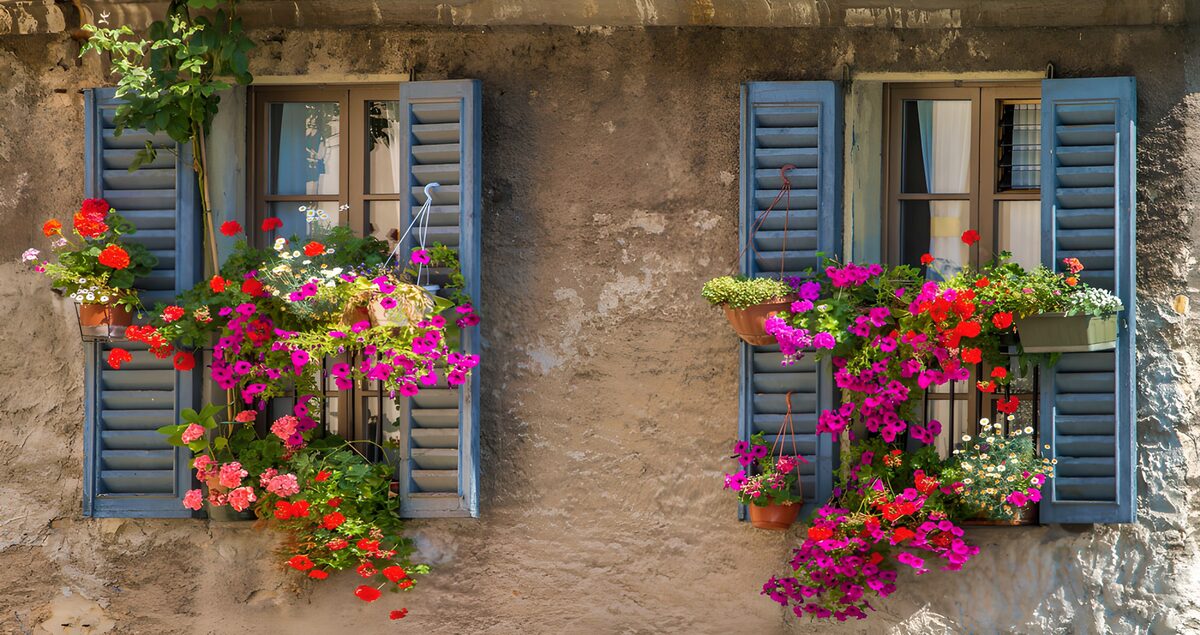 Colorful Flower-Laden Windows