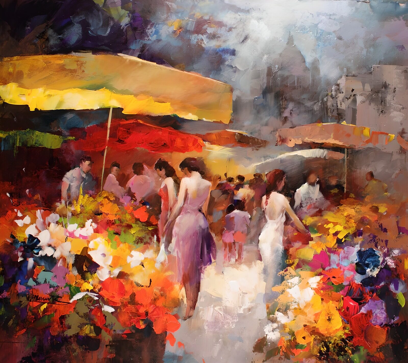 OCCOM3596326: Vibrant Flower Market Scene