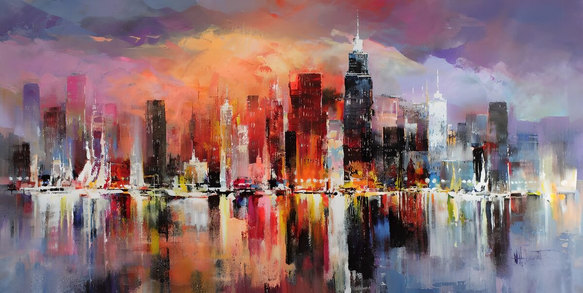 Vibrant City Skyline at Dusk