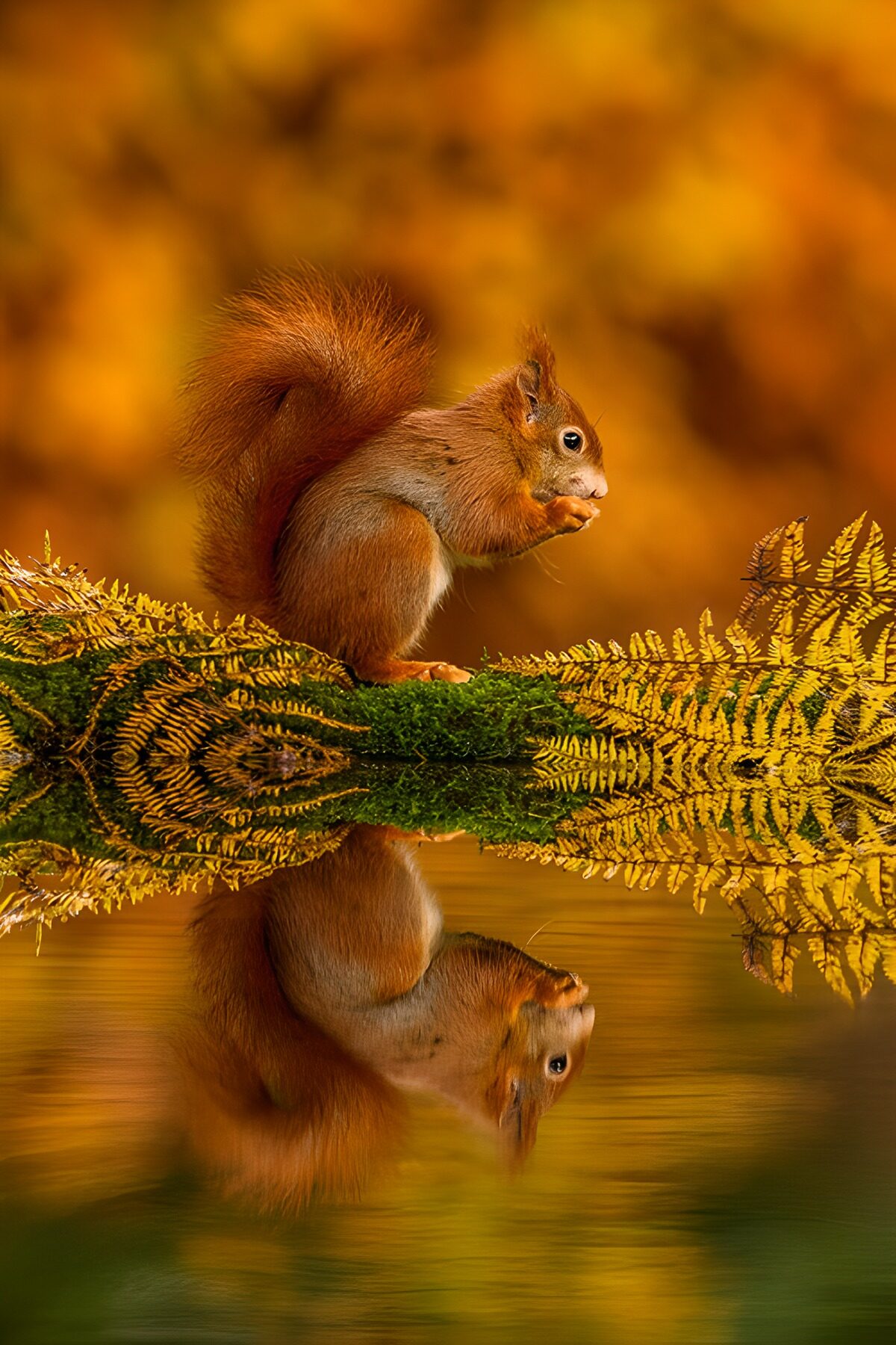 Squirrel Reflections in Autumn Colors