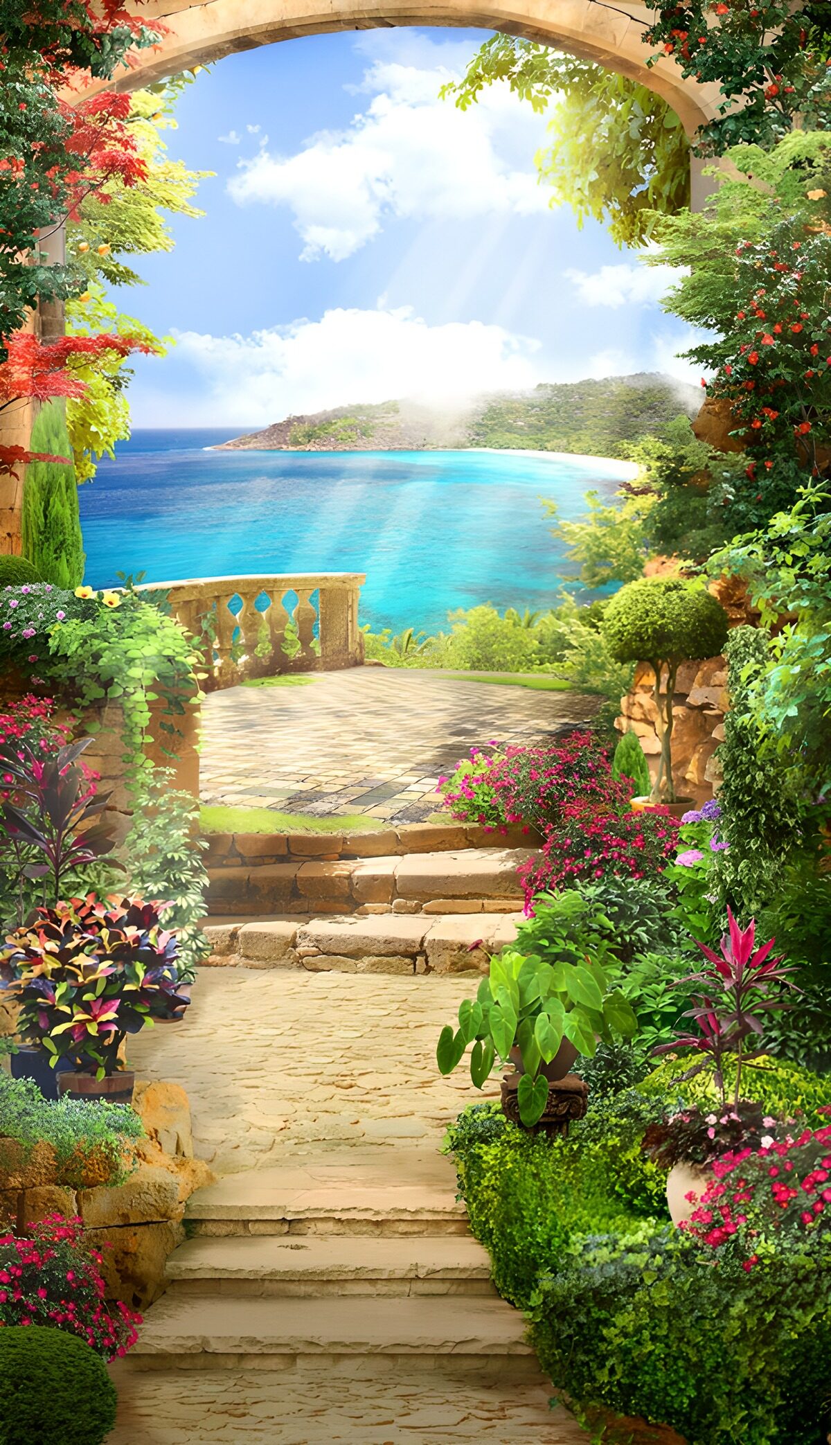 Tranquil Coastal Garden View