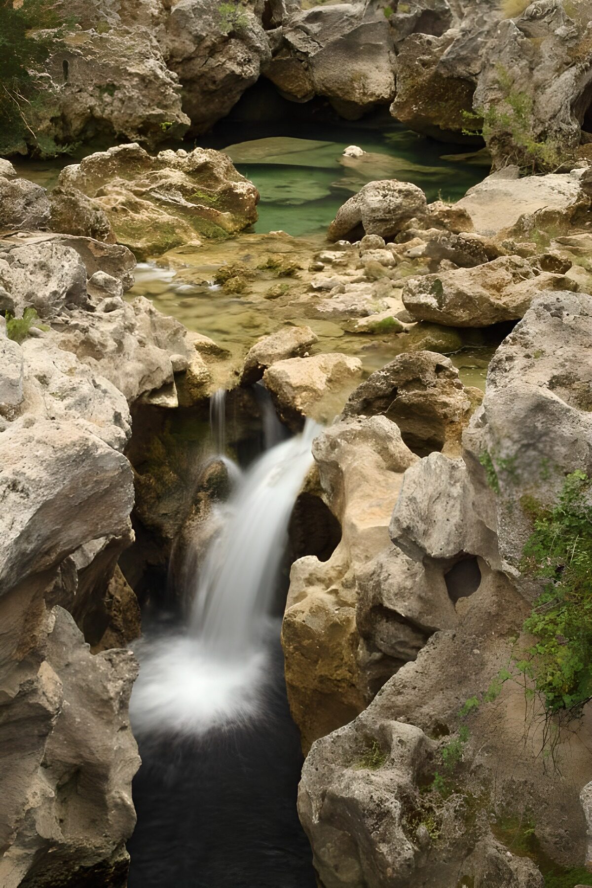 Serene Rocky Waterfall Oasis