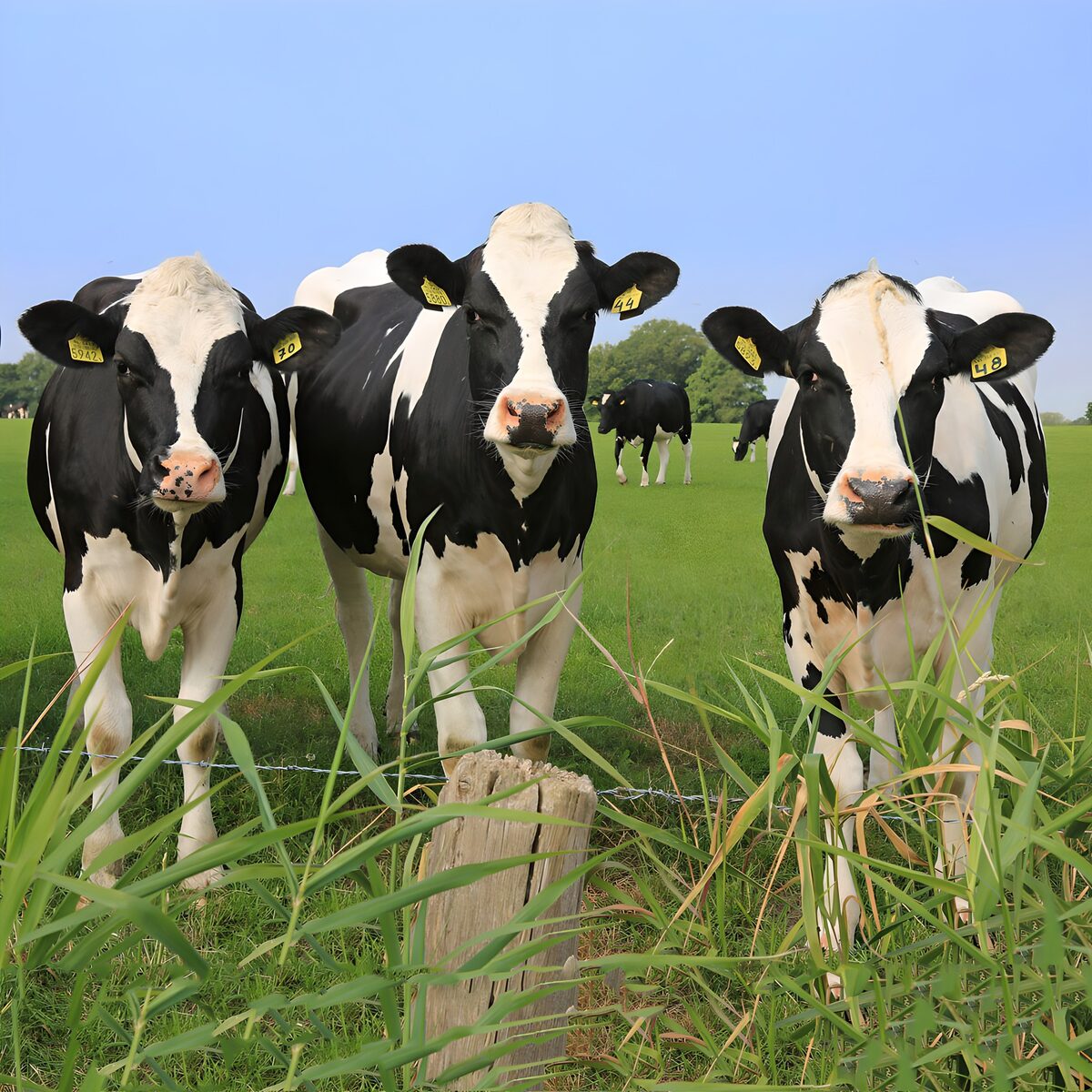 Three Curious Cows in a Green Pasture