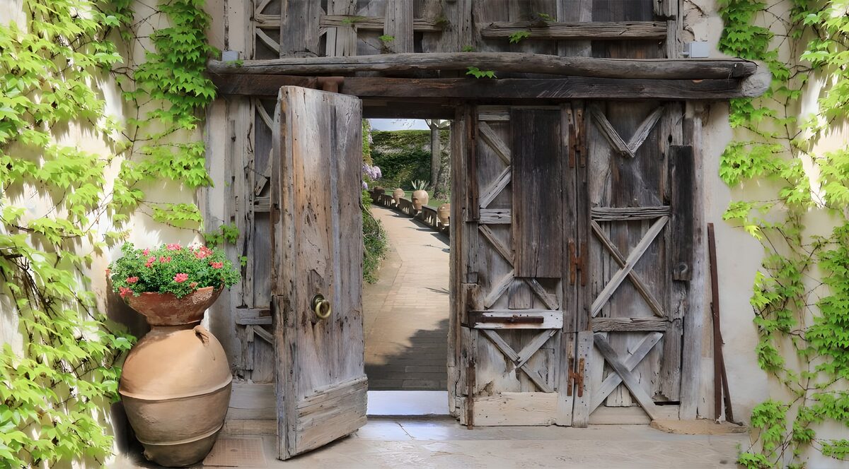 OCCOM7758407: Charming Wooden Doorway in a Garden