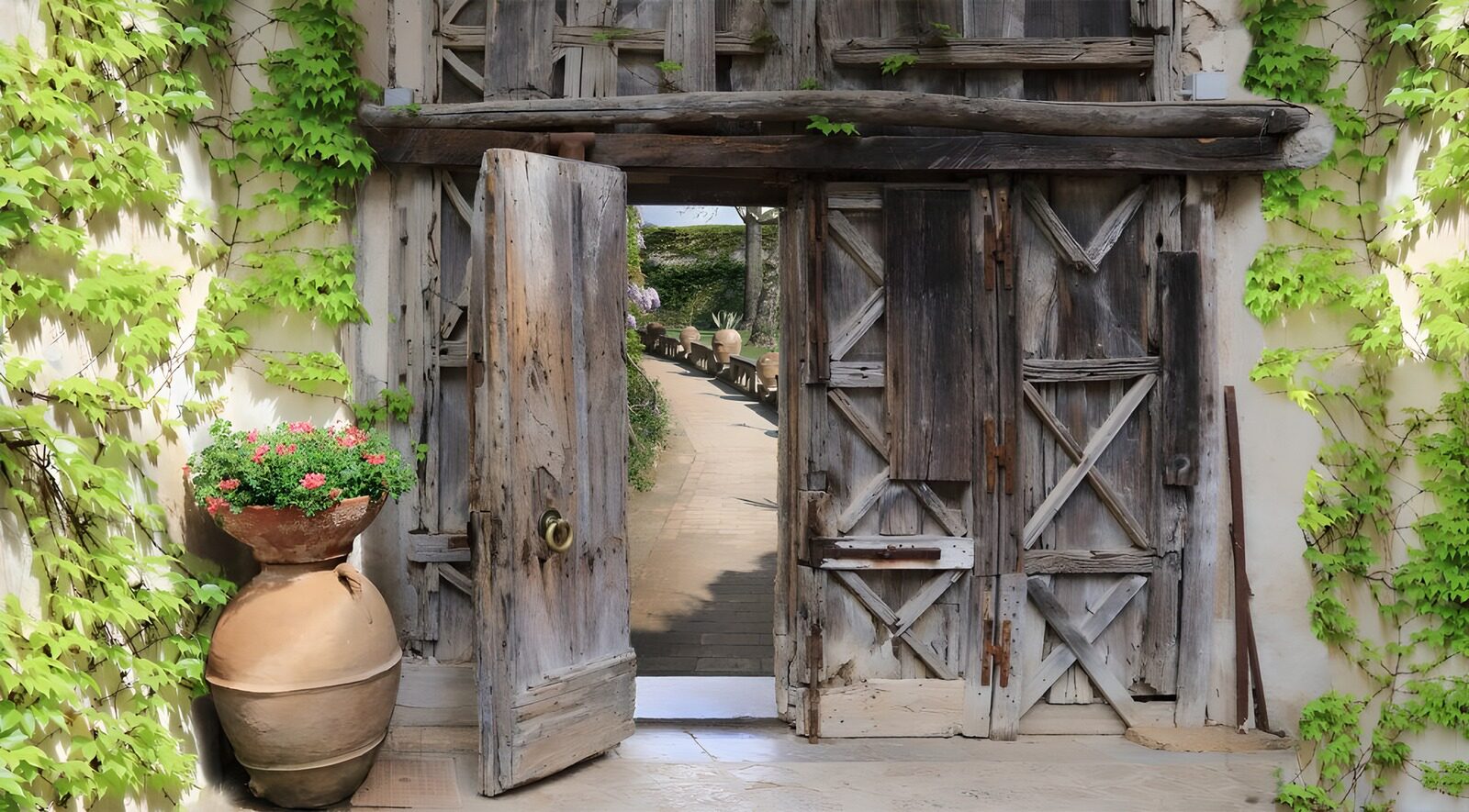 OCCOM7758407: Charming Wooden Doorway in a Garden
