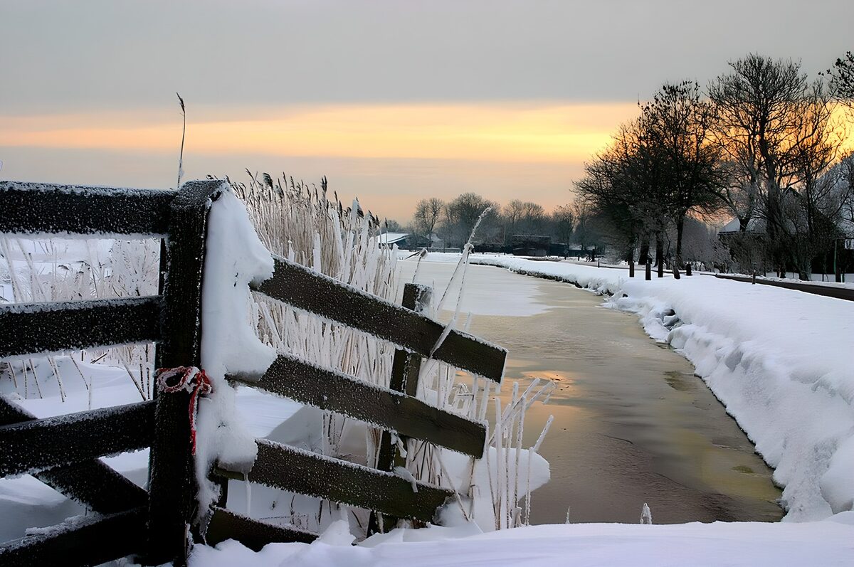 Serene Winter Landscape at Dusk