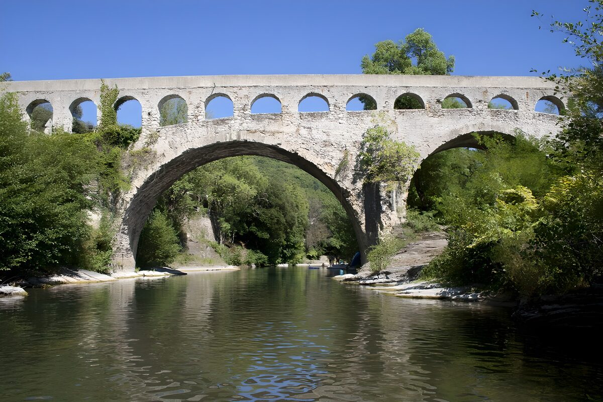 Historic Stone Arch Bridge Over Water