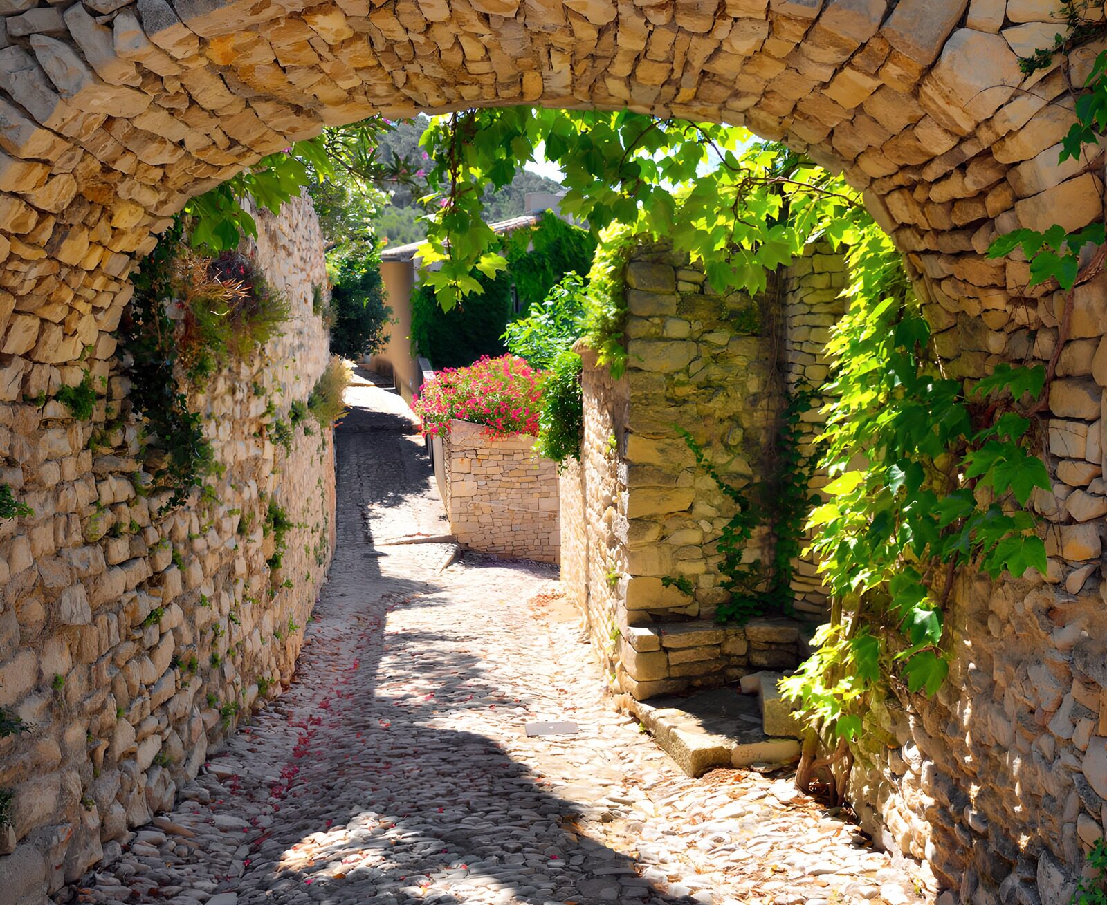 OCCOM8425806: Serene Stone Pathway Under Archway