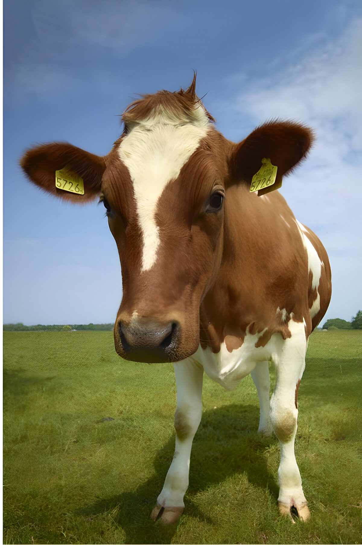 OCCOM2401386: Curious Brown and White Cow