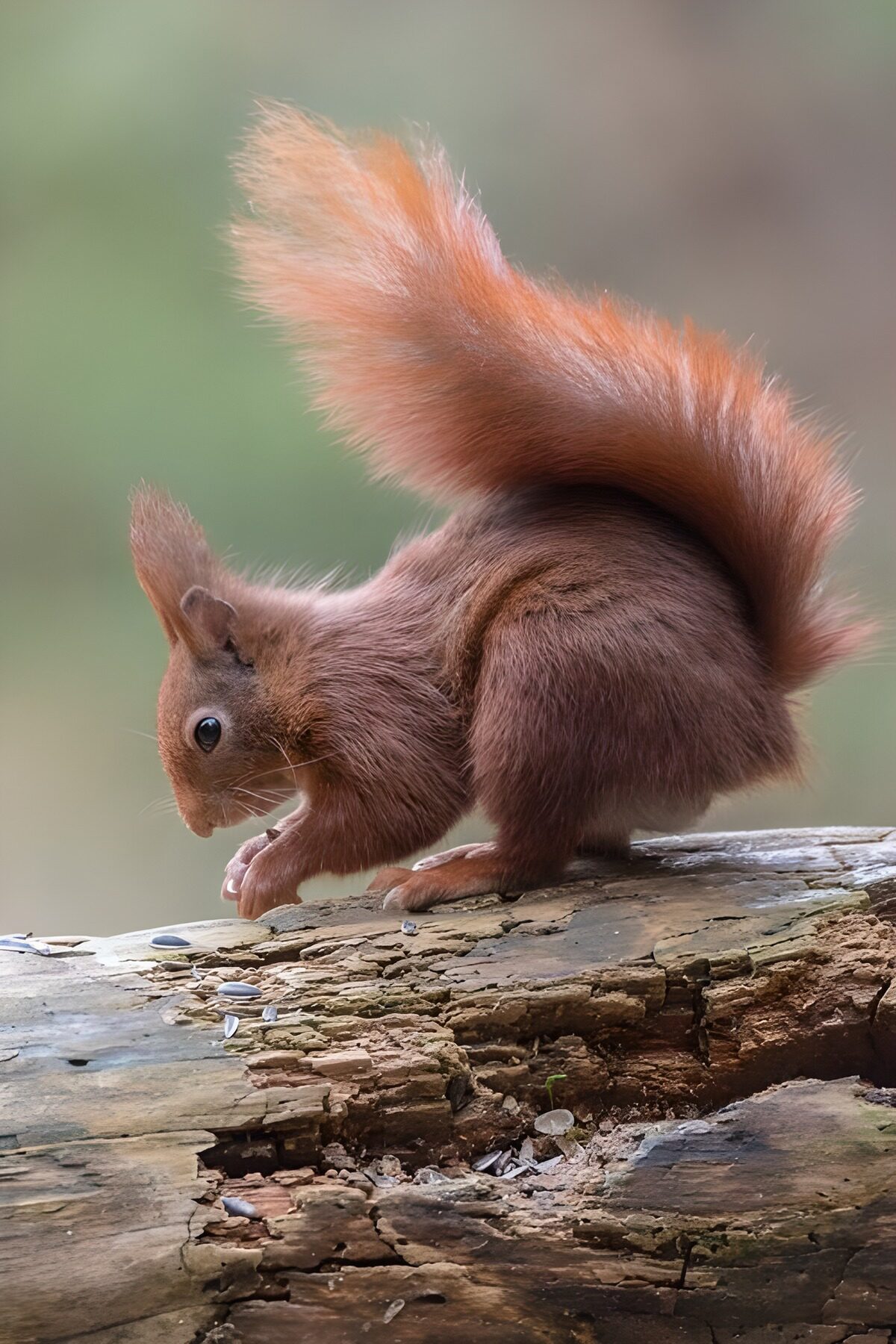 Playful Red Squirrel on a Log