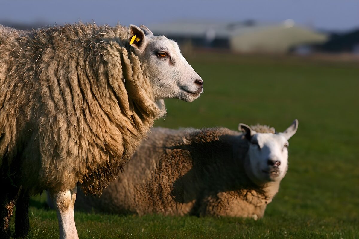 Grazing Sheep on a Sunny Day