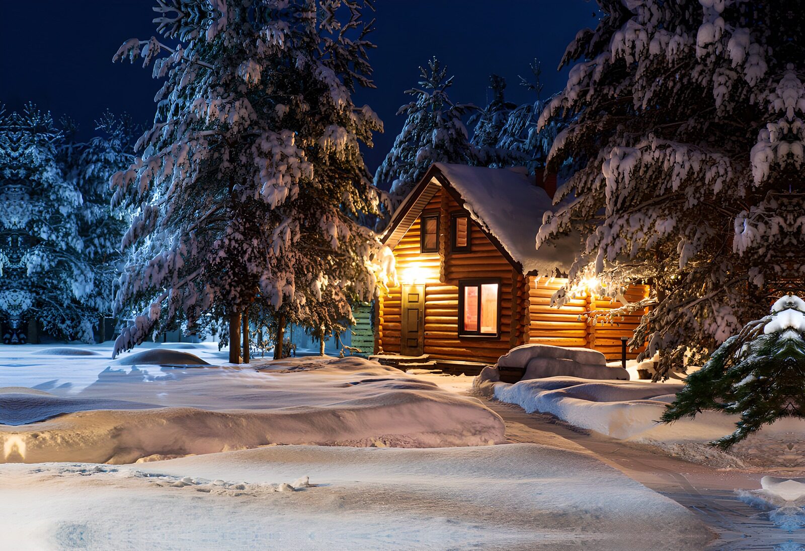 OCCOM4346259: Cozy Winter Cabin in a Snowy Landscape