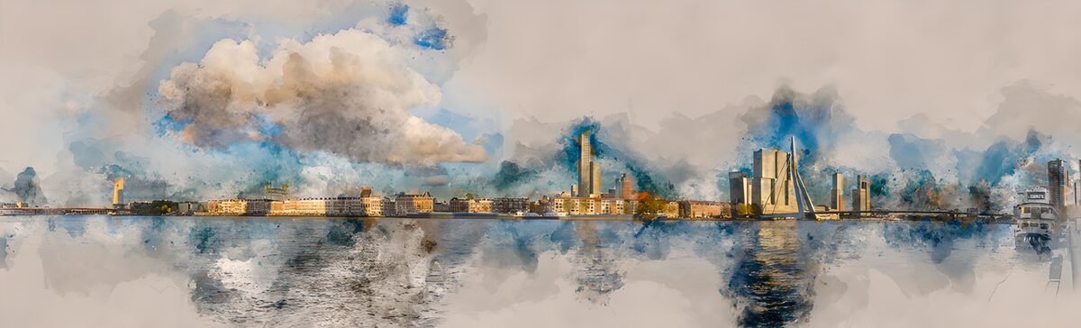 Urban Reflection in Watercolors