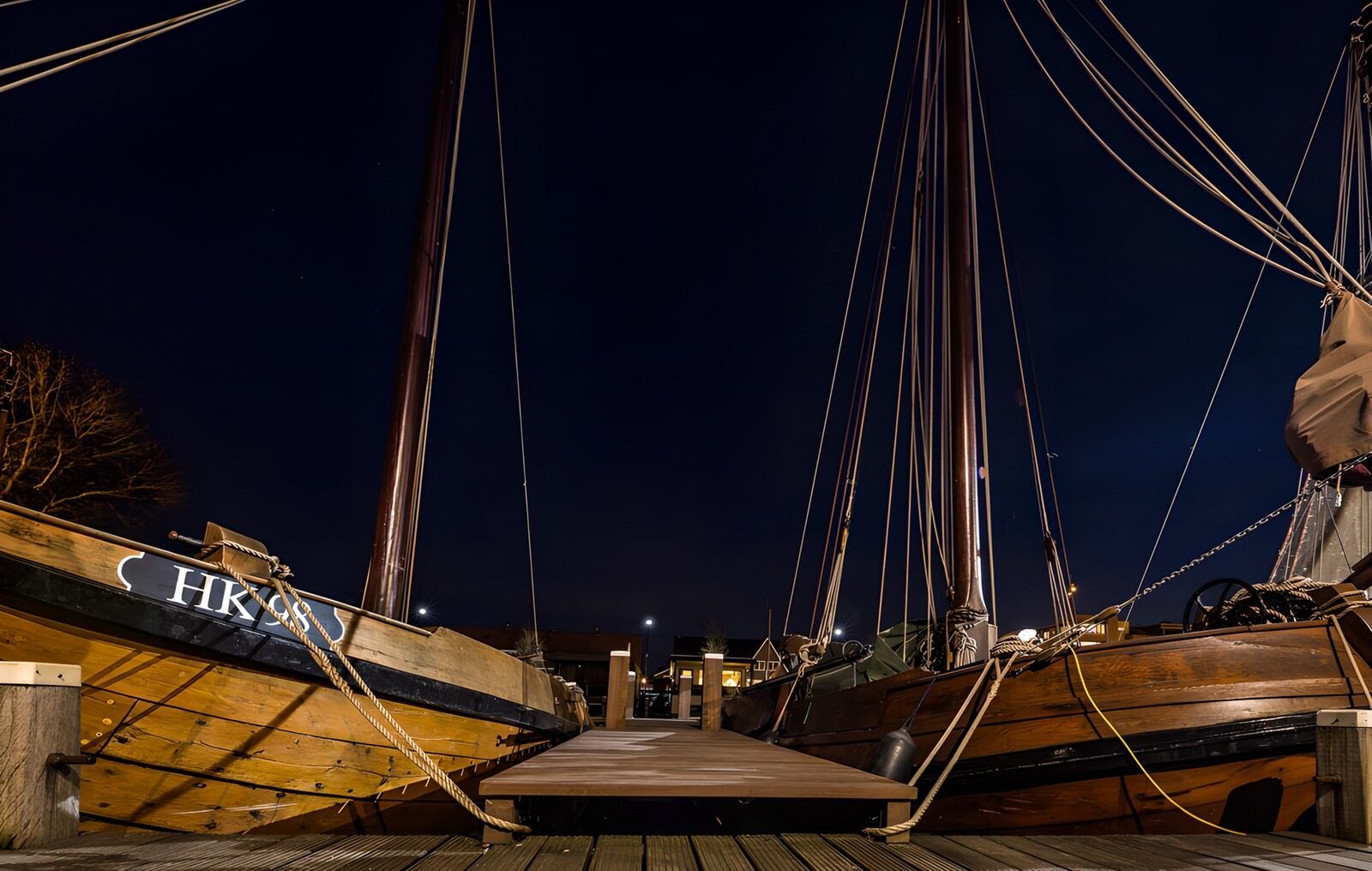 OCCOM2839545: Moored Boats Under Starry Night