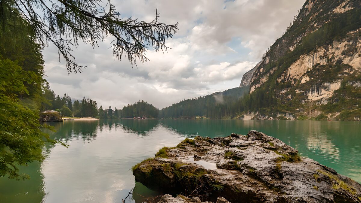 Serene Mountain Lake at Dusk