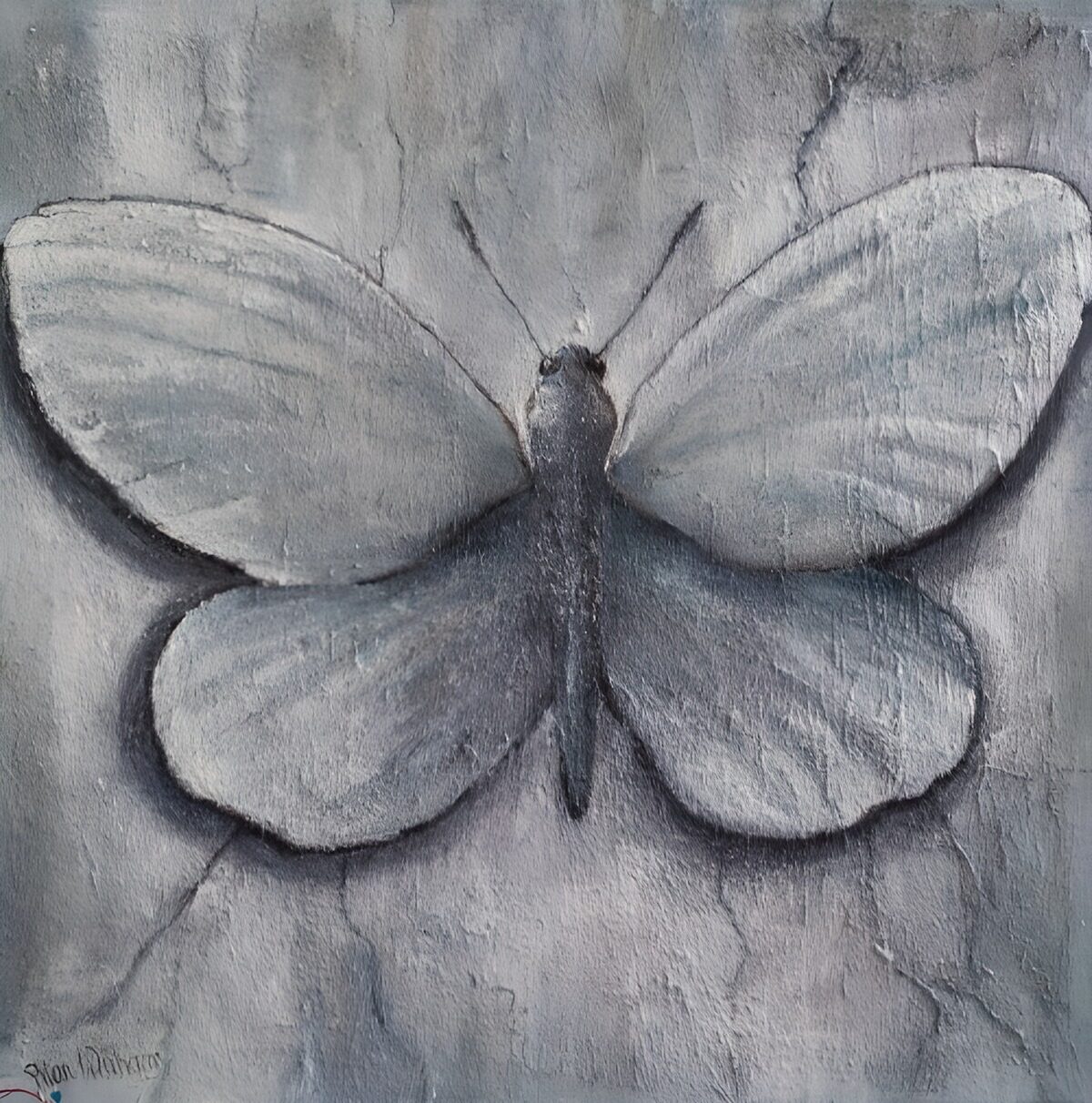 OCCOM9937758: Ethereal Butterfly on Distressed Canvas