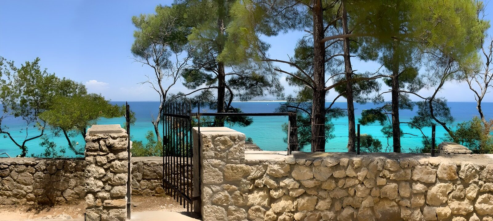 OCCOM6059751: Serene Coastal View Through Rustic Gate