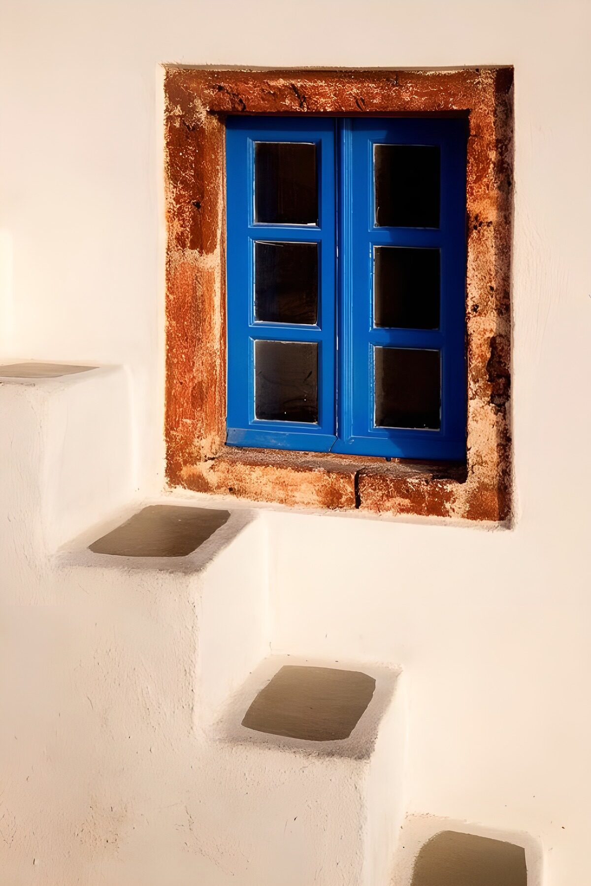 Blue Window on White Wall