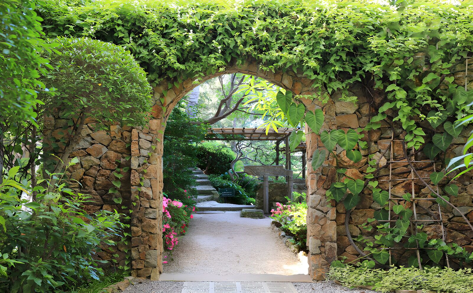 OCCOM7353208: Garden poster with old wall and passage to Japanese garden