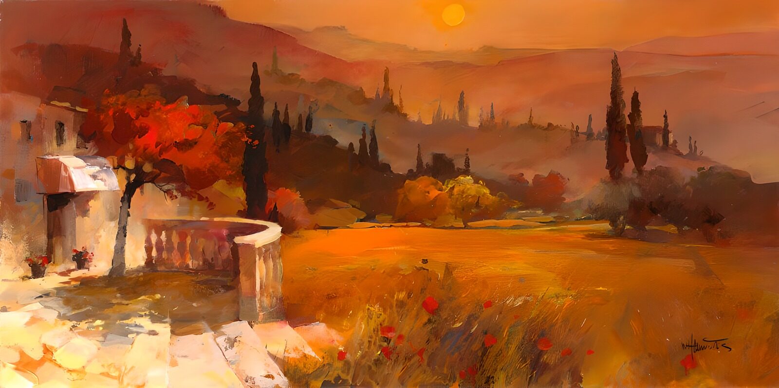 OCCOM2212288: Serene Sunset Over Tuscan Hills