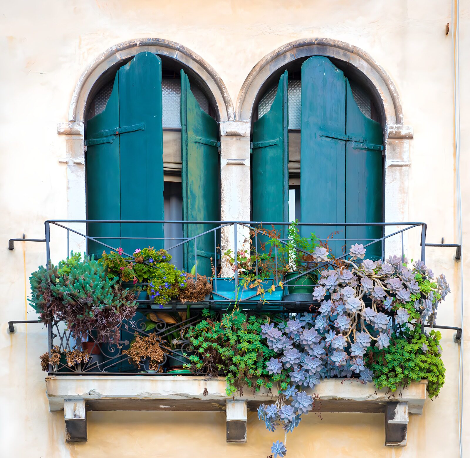 OCCOM5512628: Charming Green Shutters and Balcony Garden