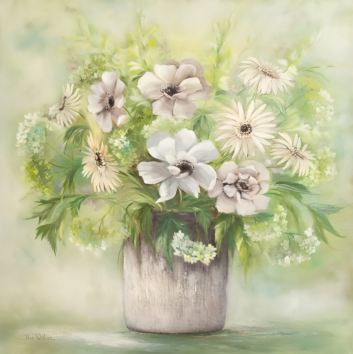OCCOM5155167: Gentle Blossoms in a Rustic Pot