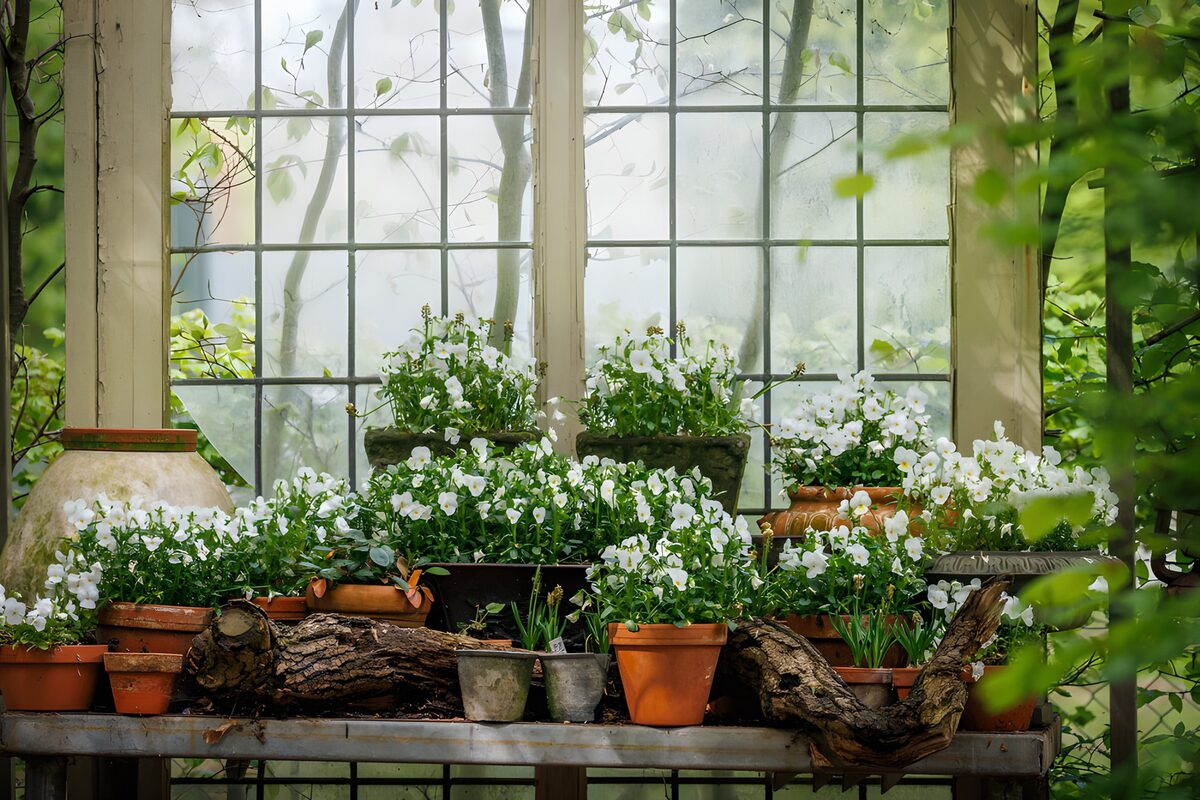 OCCOM1189974: Lush Greenhouse with Blooming Flowers