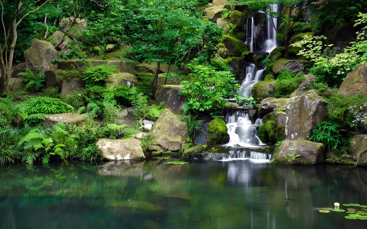 OCCOM9697231: Serene Waterfall in Lush Greenery