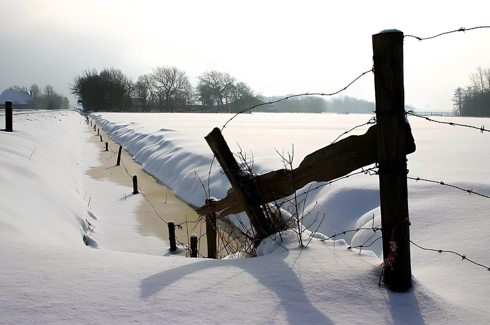 OCCOM3292755: Winter Landscape with Barbed Wire Fence