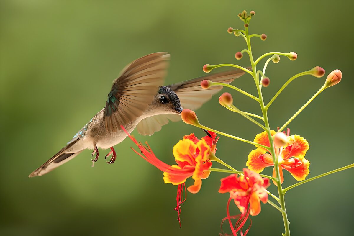 Hummingbird in Vibrant Bloom
