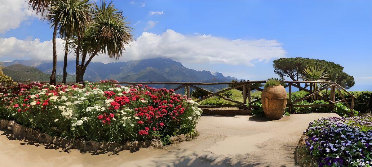 Scenic Garden with Mountain View
