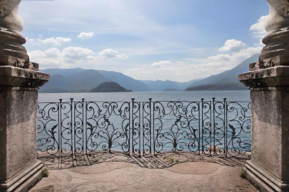 Serene Lake View Through Ornate Railings