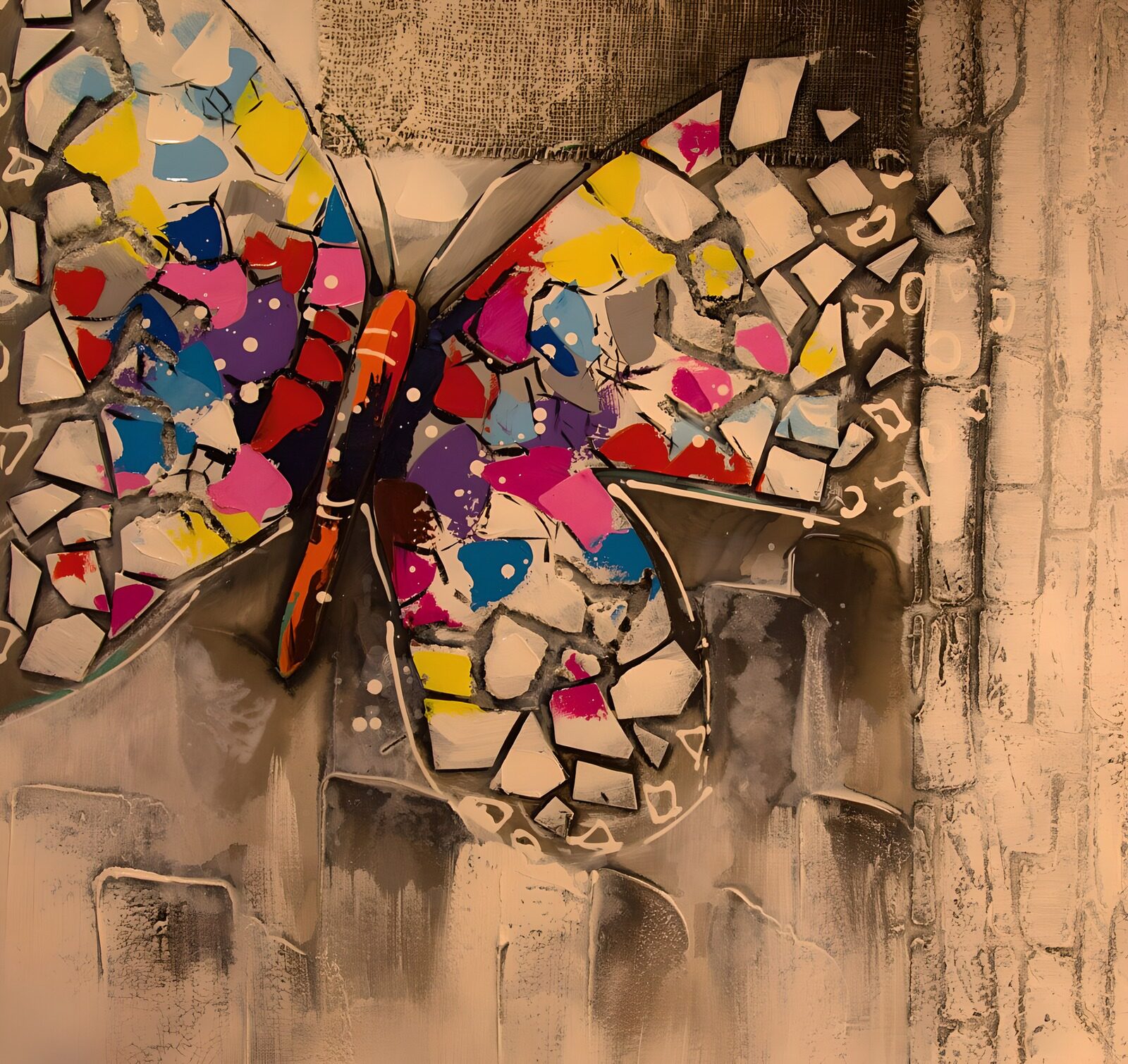 OCCOM1661292: Colorful Mosaic Butterfly Art