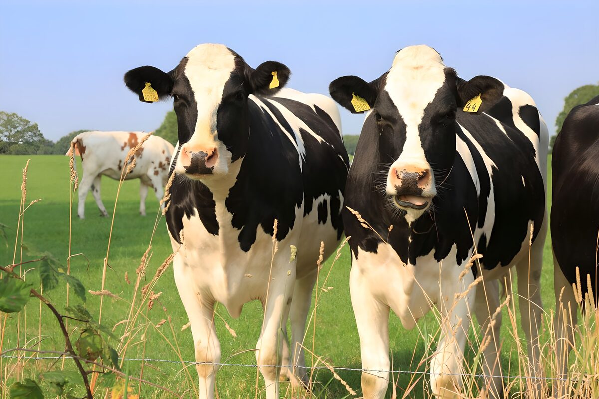 Friendly Holsteins in a Green Pasture
